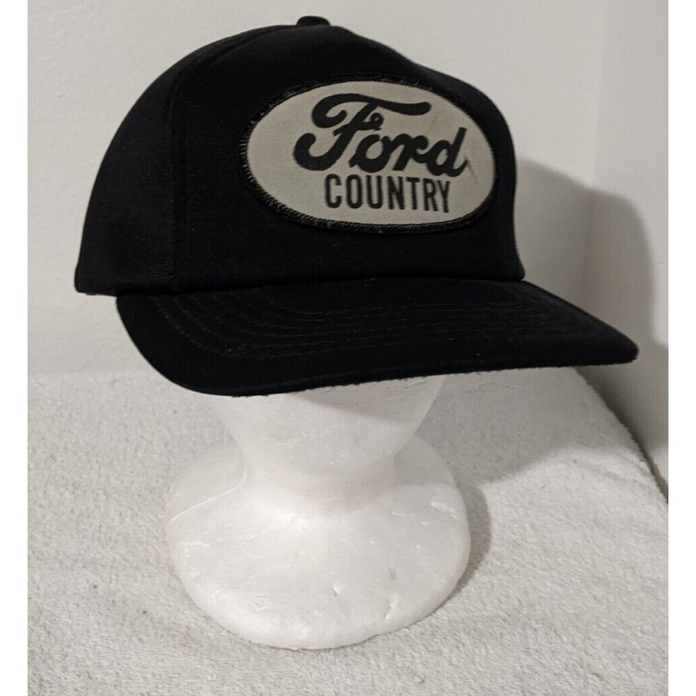 Vintage Ford Country Logo YA Black Snapback OSFA Hat Cap w/ Padded Foam